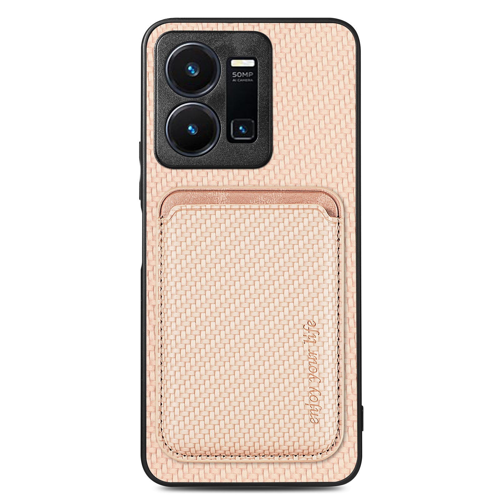 For vivo Y35 4G (2022) Protective Phone Case Detachable Magnetic Carbon Fiber Texture Scratch-resistant Cell Phone Cover Card Holder For vivo Y35 4G (2022) Protective Phone Case Detachable Magnetic Carbon Fiber Texture Scratch-resistant Cell Phone Cover Card Holder